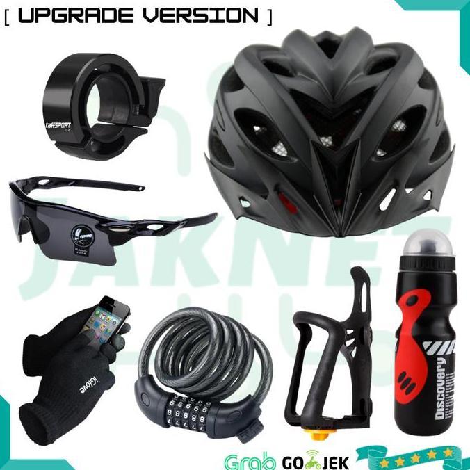 ZAWARY Paket Lengkap Helm Sepeda EPS PVC Shell dengan Lampu Backlight