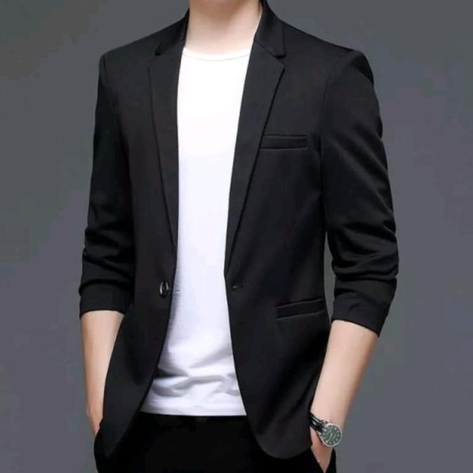 JAS HITAM REMAJA-JAS BLAZER PRIA-JAS PRIA SLIMFIT-JAS KASUAL PRIA BARU