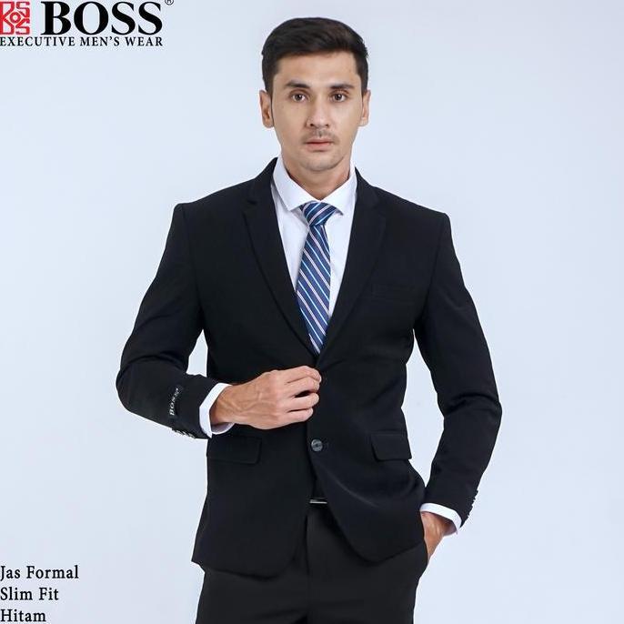 BOSS Jas Formal Pria Slim Fit RJB Hitam
