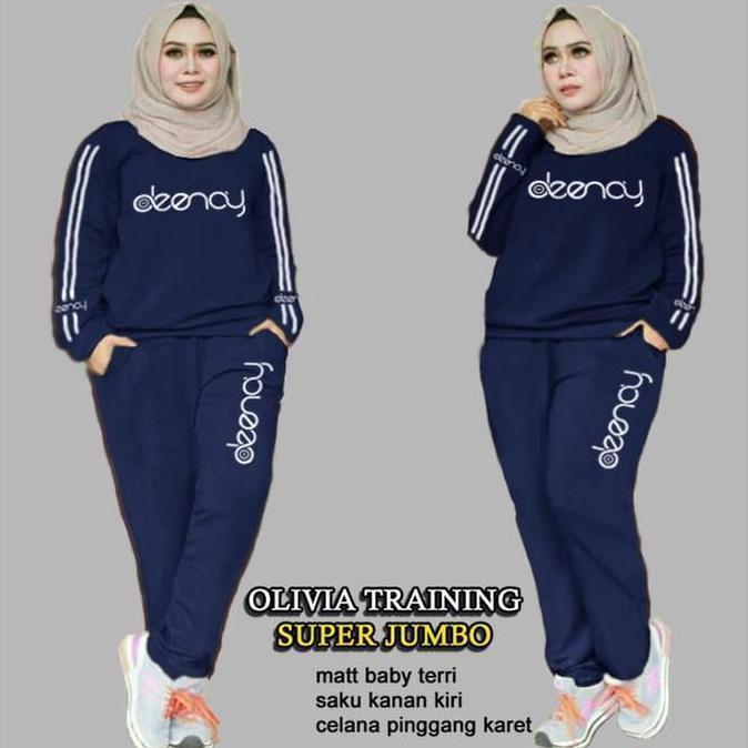 PIK - Setelan Olahraga Wanita Hijab Marimar Olivia M L XL  XXL 3XL Training Baju Celana Kaos Muslim 
