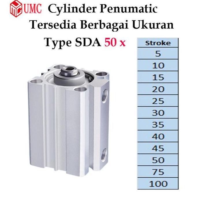 Cylinder pneumatic SDA50 COMPACT Pneumatik Angin Air Silinder SDA 50