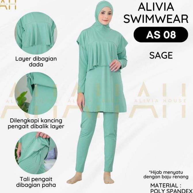 Baju renang muslimah syari dewasa wanita muslim perempuan remaja swimwear hijab BAJU RENANG MUSLIM W