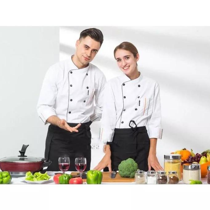 Baju koki Seragam koki Seragam Chef Lengan Panjang