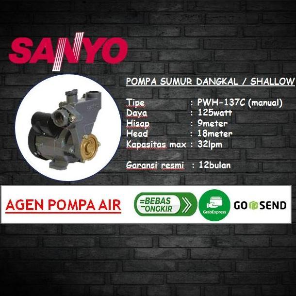 Pompa Sumur Dangkal Sanyo Ph 137C / Sanyo Pwh 137C Manual Asli