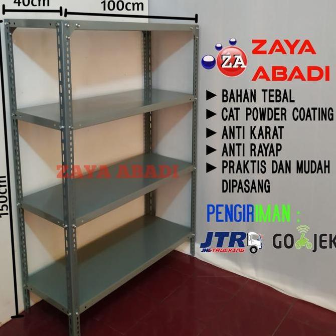 Rak Besi Siku Gudang Serbaguna 4 Susun Ambalan 100x40x150cm