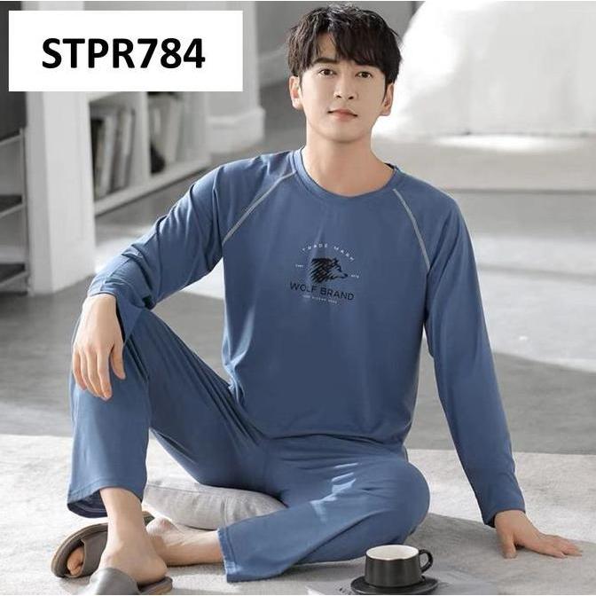 Piyama Pria Baju Tidur Pria Lengan Panjang Celana Panjang Polos