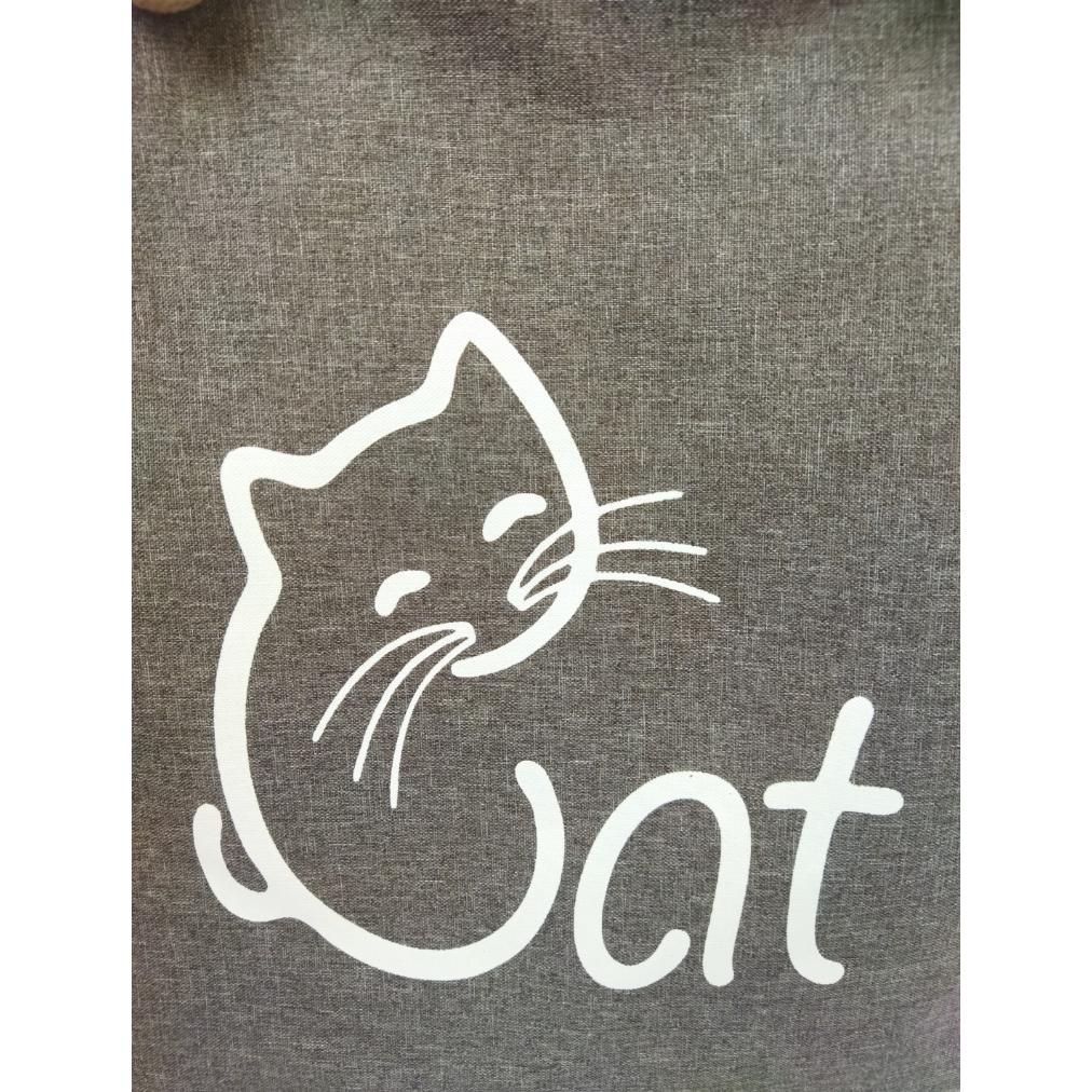 BIG SALE Tas Wanita Tote Bag Canvas Tas Ngaji Motif Cat Kucing Lucu Resleting Tali Sumbu