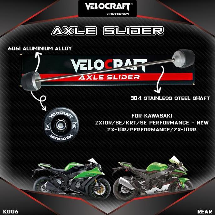 BEBAS ONGKIR - Axle Slider Velocraft As Roda Rear / Belakang Kawasaki K006 ZX-10R ZX10 R ZX10R ZX 10