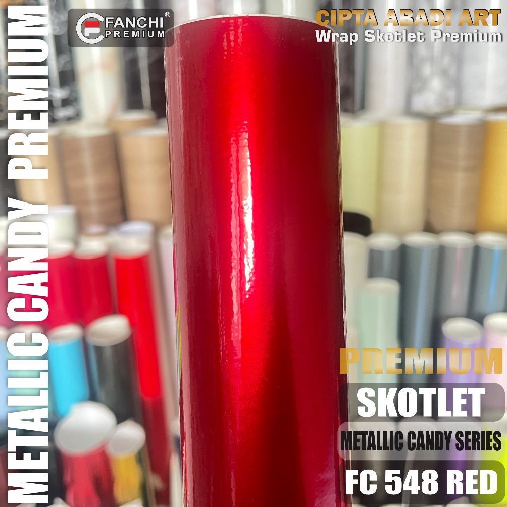OFFICIAL SKOTLET STIKER MOTOR METALIK CANDY GLOSSY SCOTLITE RED MATTE CHROME STICKER SKOTLET MERAH D
