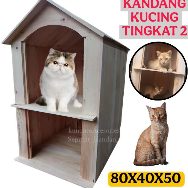READYY Rumah Kucing Anabul Kayu Tingkat 2 Ukuran Besar