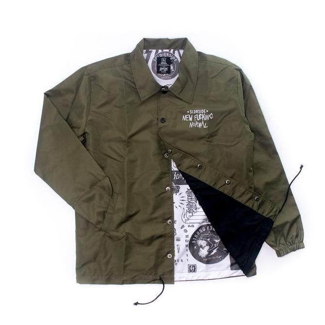 Soldierside Familia Windbreaker Jaket Parasut "NEW NORMAL" Army Green WB119B Sablon Simple