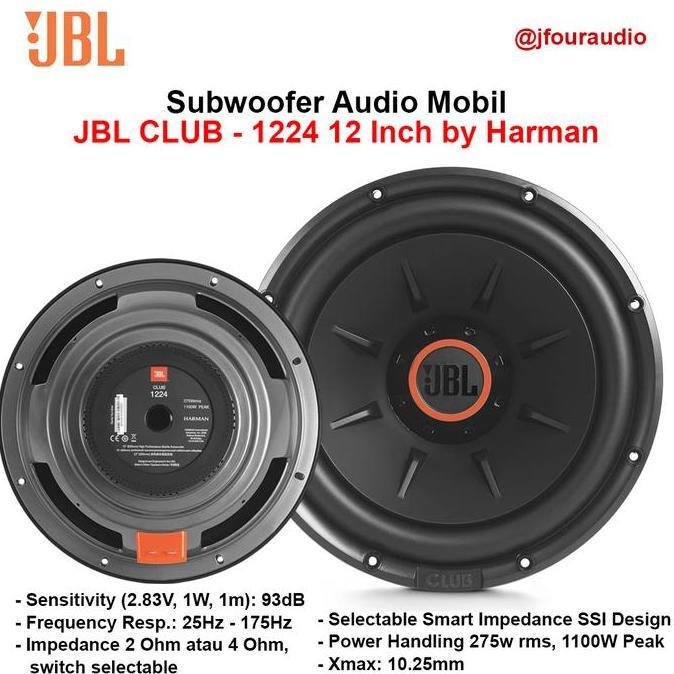 Promo subwoofer JBL 1224 Club 12 inch / subwofer JBL 12" club 1224 dobelcoil Diskon