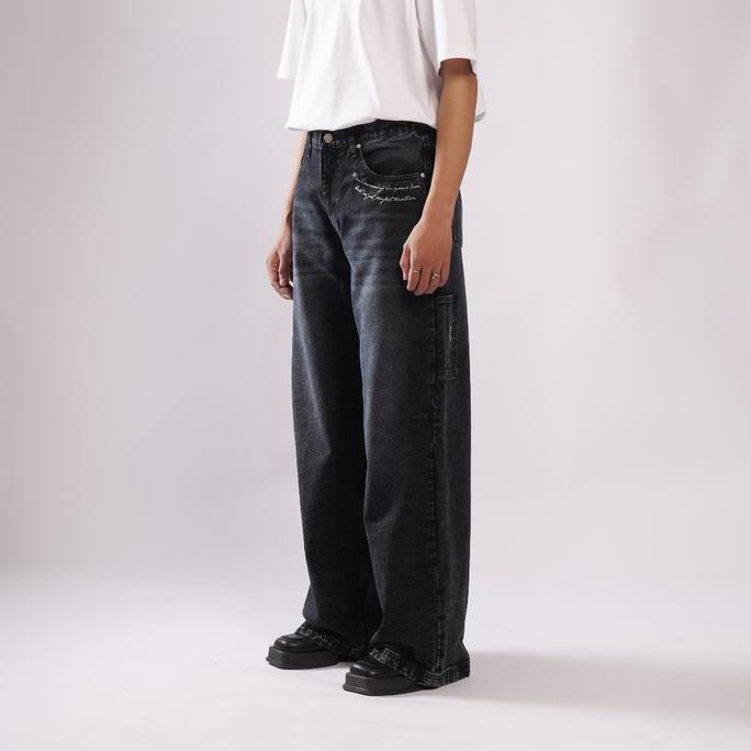 Larisyaa- Amigos De Nimes - London Dark Charcoal - Wide Denim Pants