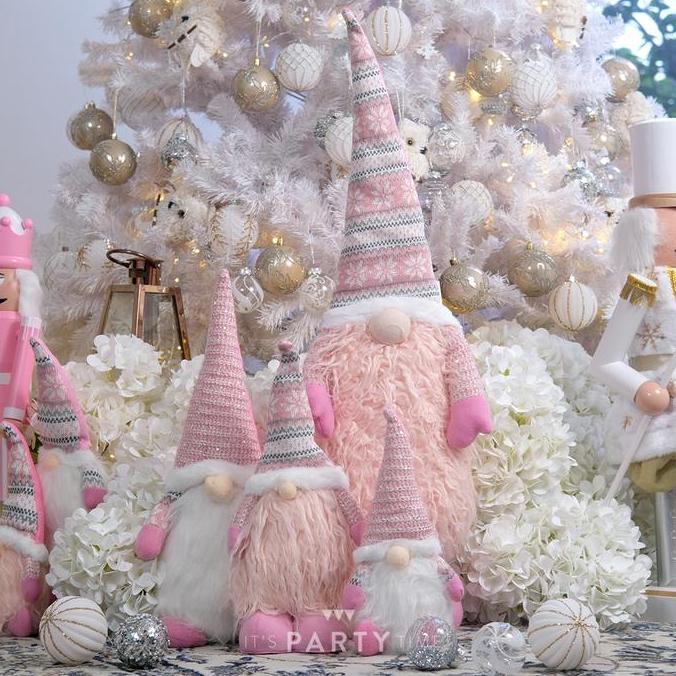 VIRALL PINK AND WHITE SANTA / BONEKA ELF NORDIC PINK PUTIH 4 UKURAN / DEKORASI NATAL / ORNAMENT NATA