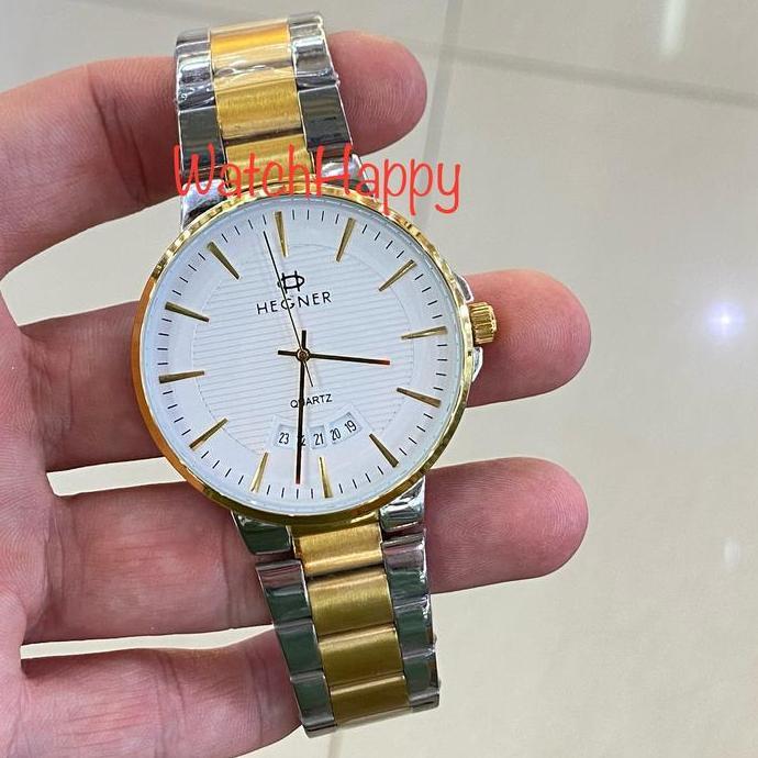 Ready JAM TANGAN ANALOG PRIA HEGNER 5025 HW5025 HW 5025 SILVER GOLD STEEL