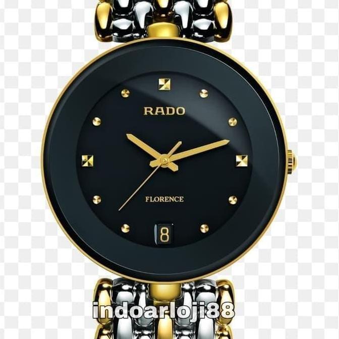 Ready Jam Tangan Pria Rado R48793153 Florence Quartz Black Dial Two-Tone Stainless Steel Swiss Made