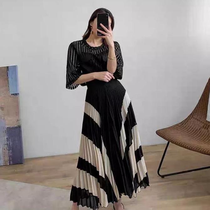 DF186 >> Maxi Skirt / Rok Plisket Panjang Dewasa Korean Style Rok Korea Muslim