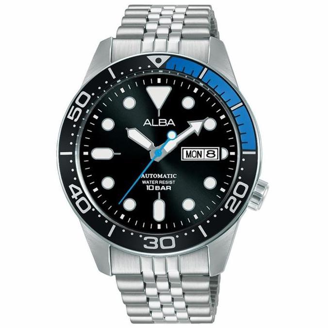 Ready Jam Tangan Pria Alba AL4195X1 Automatic Black Dial Stainless Steel AL4195