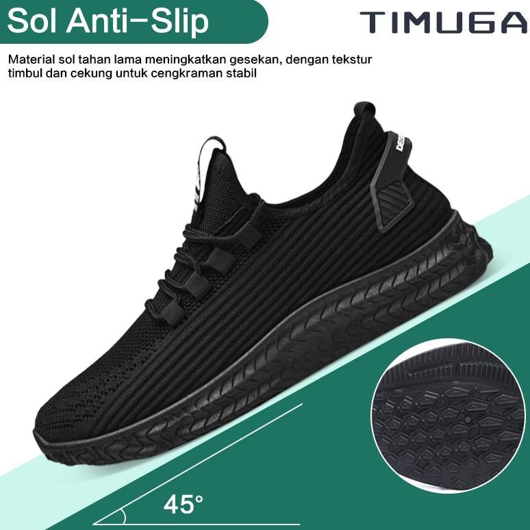 NEW TIMUGA Sepatu Pria Hitam Polos Outdoor Sepatu Olahraga Cowok Lari Sekolah Kasual Sport Shoes MR1