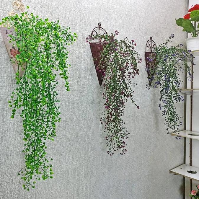 DAUN ANGGREK JUNTAI 5 TANAMAN GANYUNG HIAS DEKORASI PLASTIK DAUN LONCENG ARTIFICIAL DAUN RAMBAT JUNT