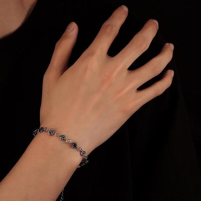 Kansaigelang Desain Salib Chrome Hearts Yang Elegan Gelang Titanium Pria Inlay Batu Permata Kubik Be