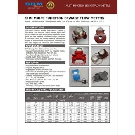 Water meter air limbah SHM / Flow meter limbah 2" inch