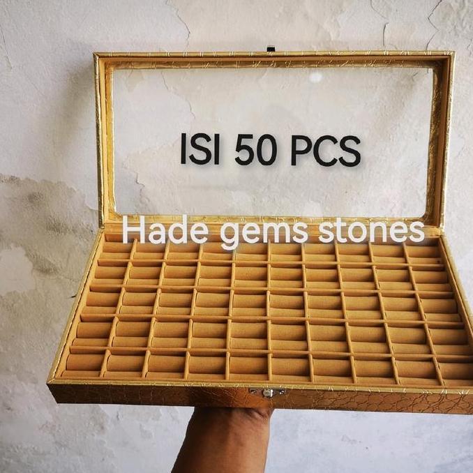 BOX/KOTAK CINCIN BATU AKIK ISI 50 PCS WARNA GOLD/EMAS SUPER PREMIUM HJ