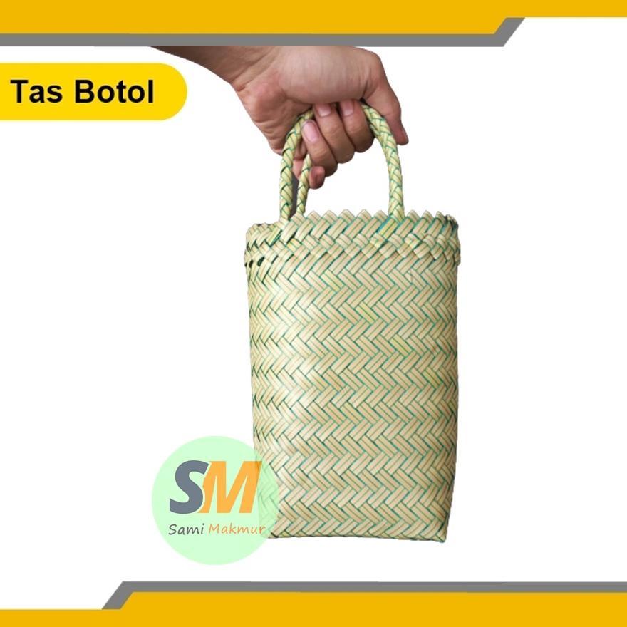 Readyy Tas Souvenir Tinggi / Tas Anyaman Plastik Polos Botol / Tas Hampers Bingkisan Untuk Botol Kai