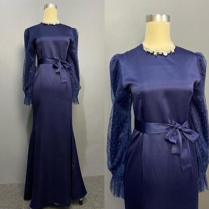 LARRE/DRESS BY LOCALA-Top Wanita-dress kondangan/pesta/satin silk/bridesmaid Muslim Kombinasi Motif 