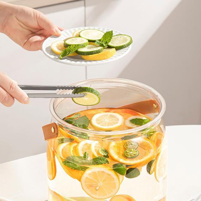 Ketel Air Dingin Gaya Jepang Dengan Dispenser Air Keran, Ember Kedap Udara Transparan Rumah Tangga K