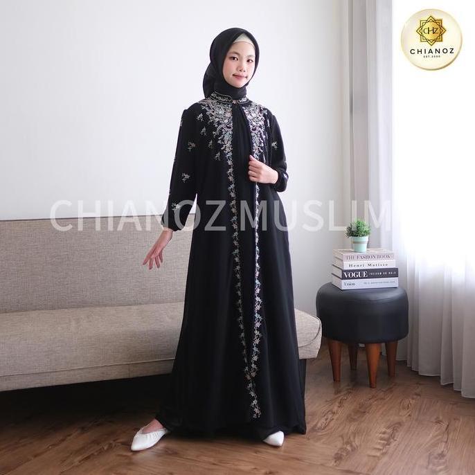 CHIANOZ Gamis Putih Couple Ibu & Anak Rossa Dress  Renda Baju Lebaran Umroh Haji Manasik Pesta Akad 