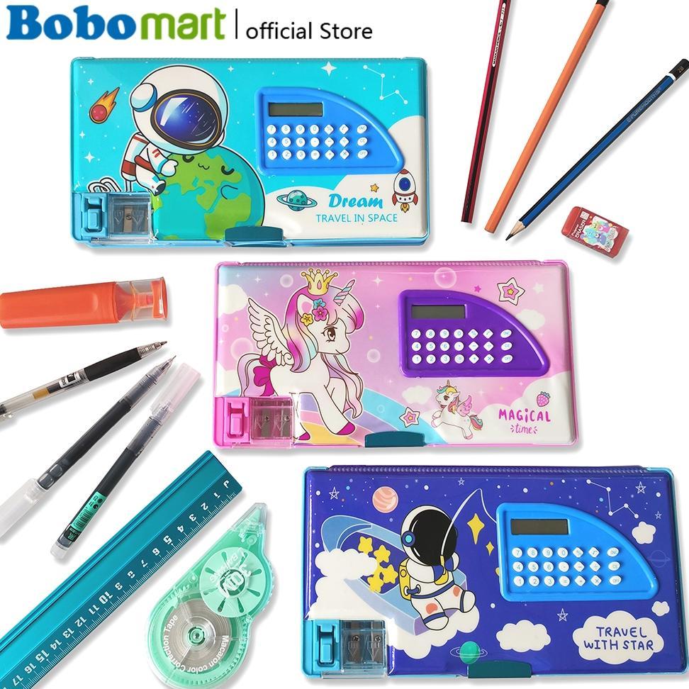 BOBOMART Kotak Pensil Anak Tempat Pensil Anak Kotak Pensil Multifungsi Kado Anak SD JC-2268