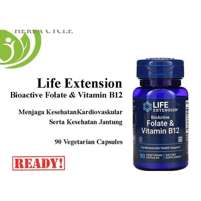TERMURAH - Life Extension BioActive Folate Vit B12 (90 Veg) Vitamin B12 ORI USA