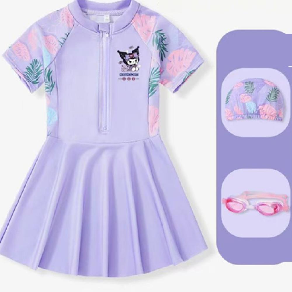 9911 Baju Renang Anak Dan Remaja Perempuan / Baju Renang Lengan Pendek Rok Motif Kuromi