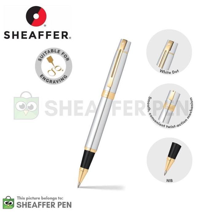 TERBARU - Sheaffer SGC 300 Chrome Gold Plate Rollerball