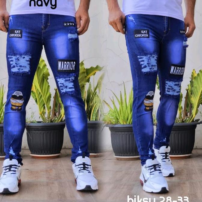 Terbaru Promo Cod Celana Jeans Sobek Bordir Pria/Celana Jeans Sobek Emblem Pria/Celana Jeans Panjang