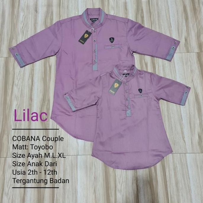 Baju Koko Couple Ayah dan Anak Warna Lilac/Purple/Ungu Muda Toyobo