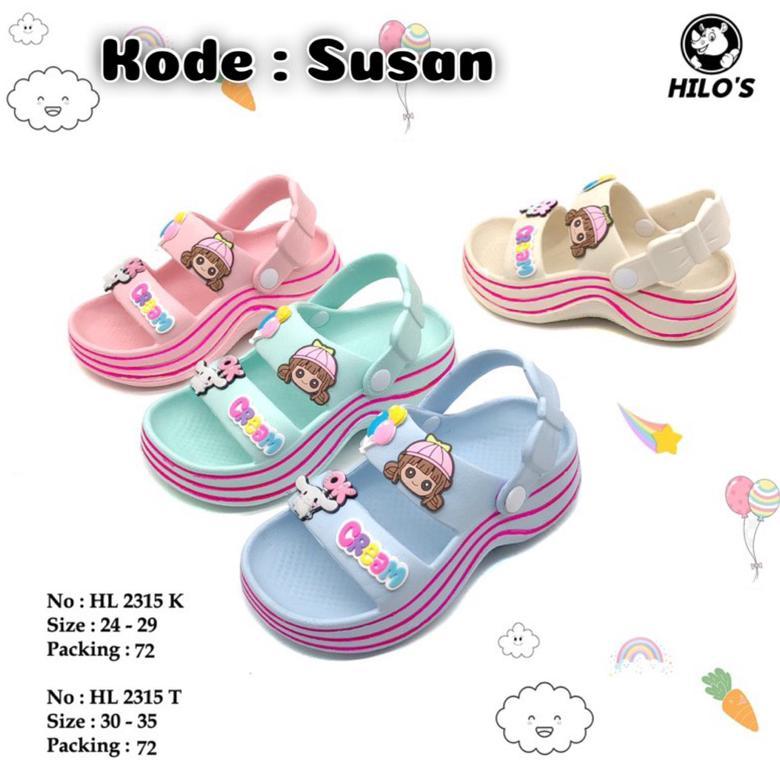 Sandal Susan Wedges Anak Jelly Rubber Cewek Tali Belakang