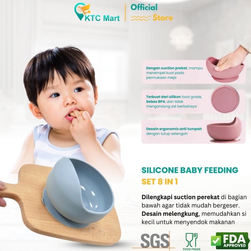 Jojoboo - 8 In 1 Peralatan Makan Bayi Set Silicon Suction Food Grade Baby Feeding Set