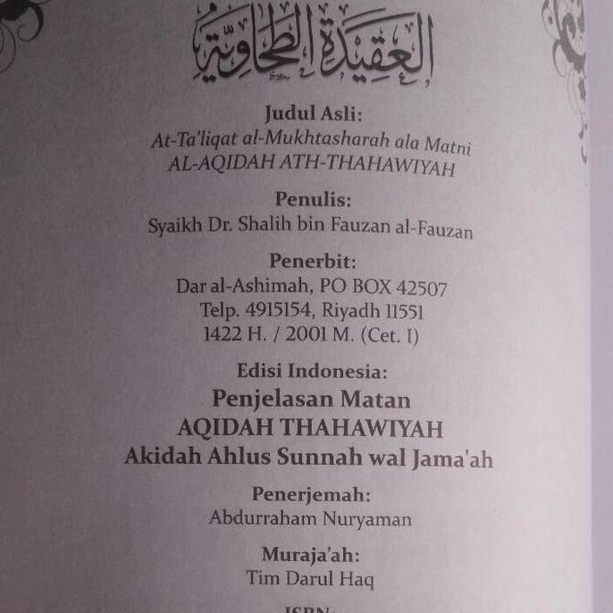 Penjelasan Matan Aqidah Thahawiyah Darul Haq Syaikh Shalih Fauzan