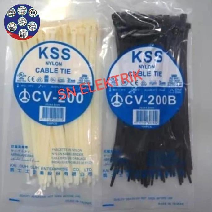 KSS NYLON CABLE TIES CV-200A 200x3,6 mm Kabel Ties 20cm PUTIH & HITAM ( 100 pcs ) Kabel Ties KSS mur
