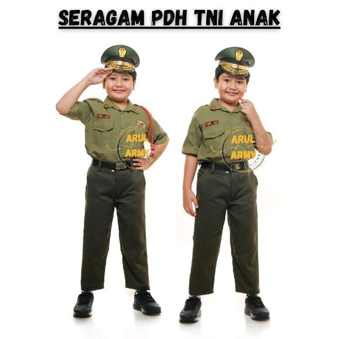 Ready BAJU SERAGAM PDH TNI ANAK SERAGAM SEKOLAH TK PAUD PDH TNI AD  AU AL ANAK SETELAN TNI ANAK BAJU