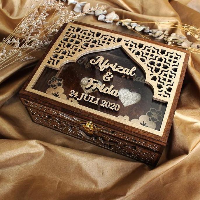 Ready Ring Box Floral 20x15 Full Ukir / Kotak Cincin / Kotak Kayu