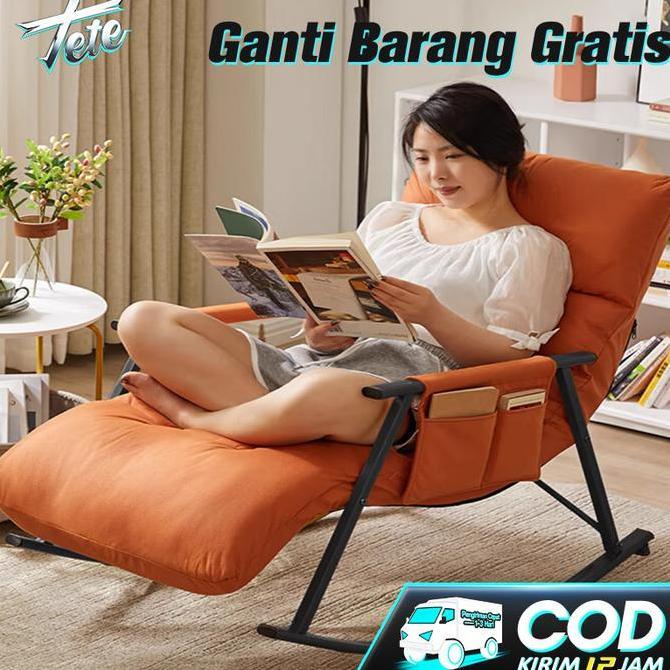 CARADA TETE_2 Kursi Goyang Santai Dengan Bantalan Tebal Kursi Malas Kursi Sofa Sofabed Multifungsi K
