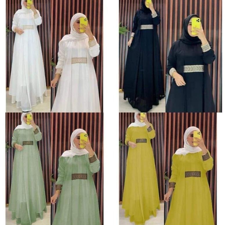 Premium Delisa Gamis Abaya Maxy Model Terbaru / Dress Muslimah Bahan Crinkle Premium