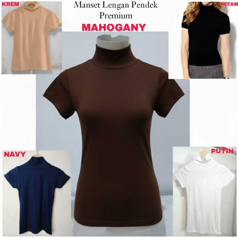 Grosir Manset Baju Lengan Pendek Manset Turtleneck Bahan Spandek Rayon Super Premium Tebal Adem Warn