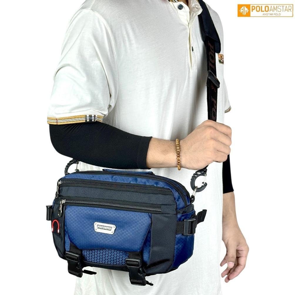 TERMURAH Tas Selempang Pria POLO AMSTAR  Slingbag Tas Kerja  Kuliah Sekolah Simple Ukuran Size Besar