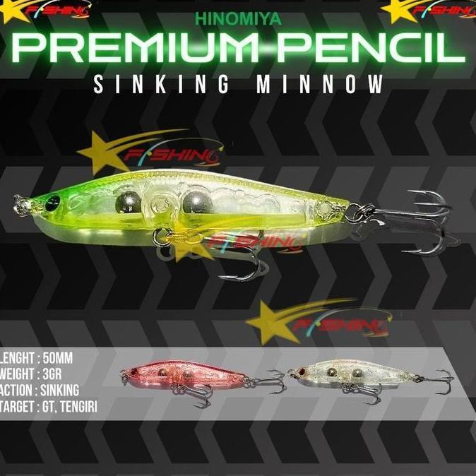 Promo Stars Fishing Umpan HINOMIYA Premium Pencil 5cm 3gr Sinking Minnow Lure Mancing Casting UL Pan