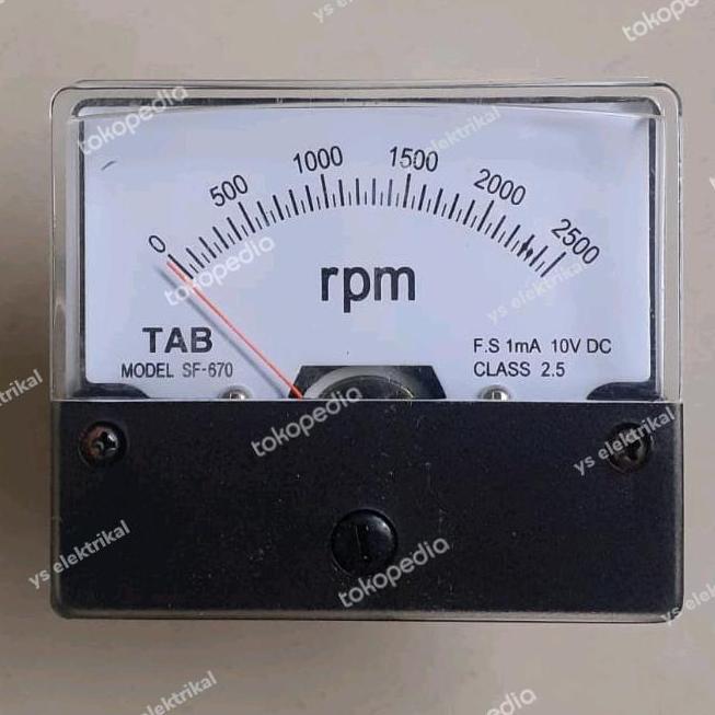 RPM Meter Analog 0-2500 RPM 1 mA 10 V DC Tachometer