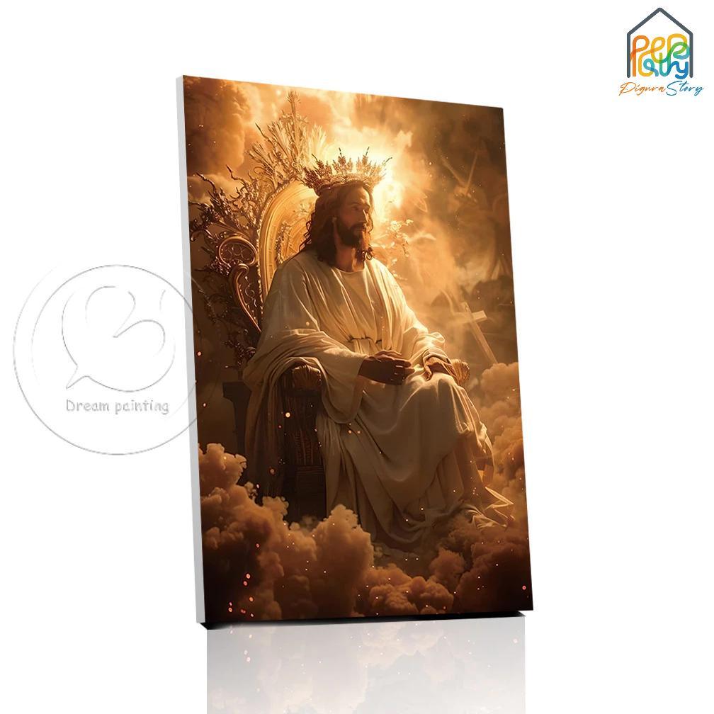 NEW 40X60CM Dekorasi Dinding Kristen Yesus di Ruang Tamu Lukisan Dinding Bulat Dekorasi Dinding Mewa